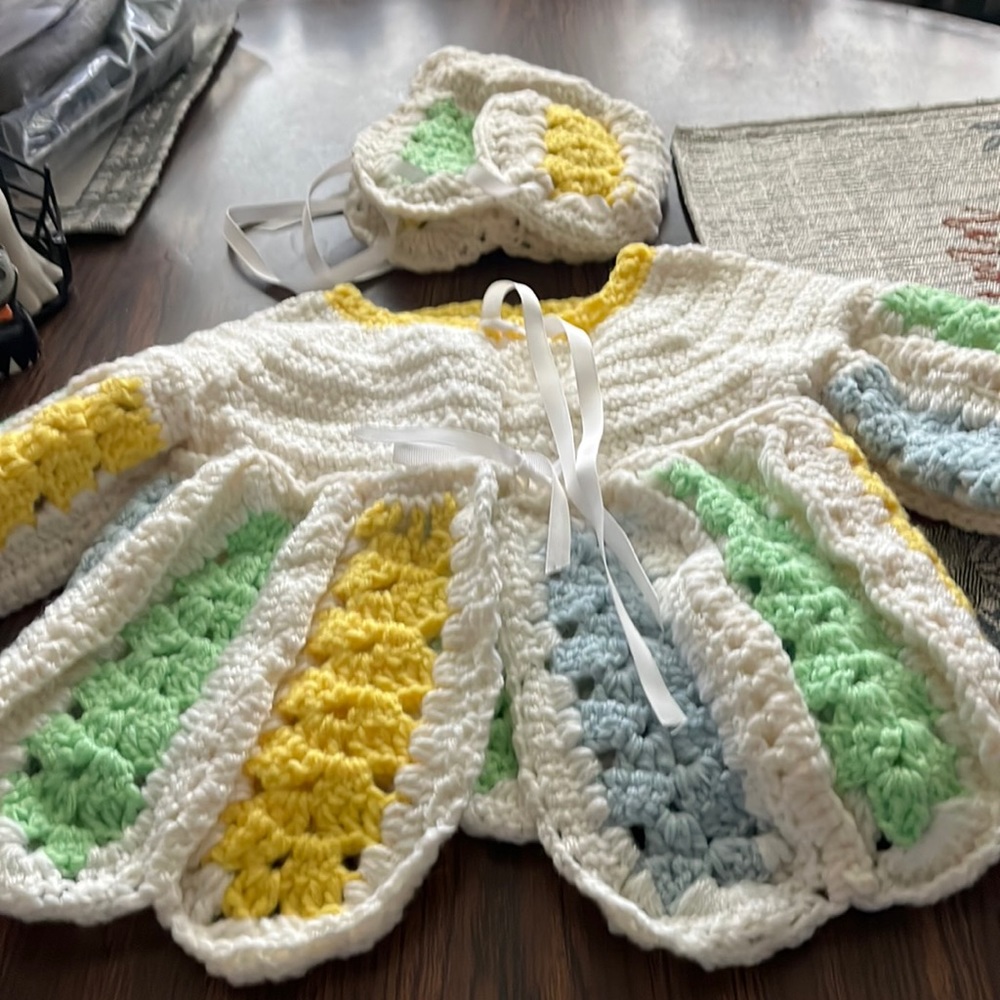 Handmade baby sweater w/hat